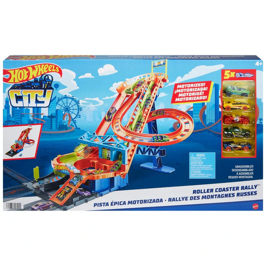 Hot Wheels - Circuit Rallye des Montagnes Russes avec 5 Véhicules