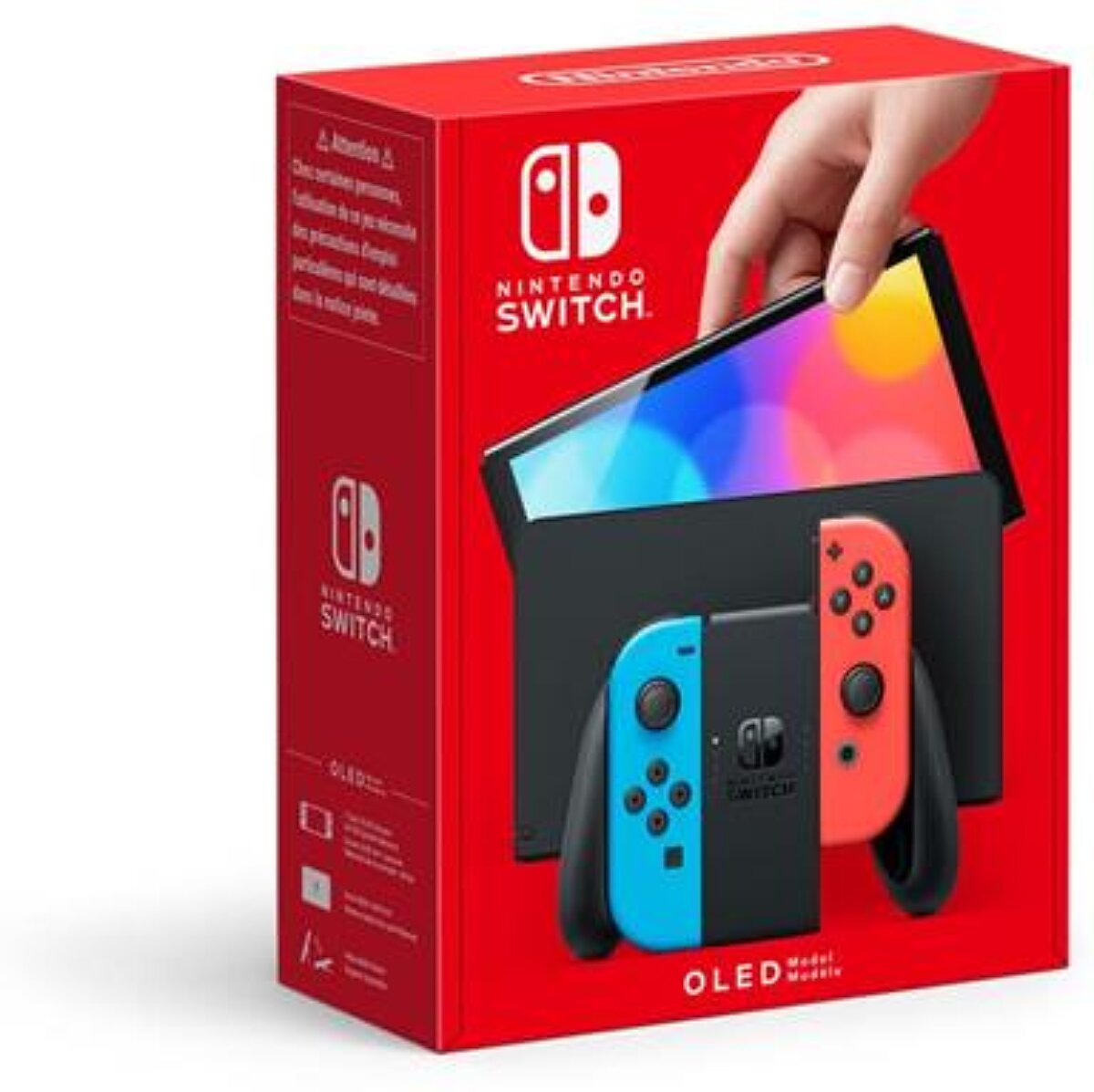 Console Nintendo Switch (modèle OLED) avec manettes Joy-Con bleu néon / rouge néon