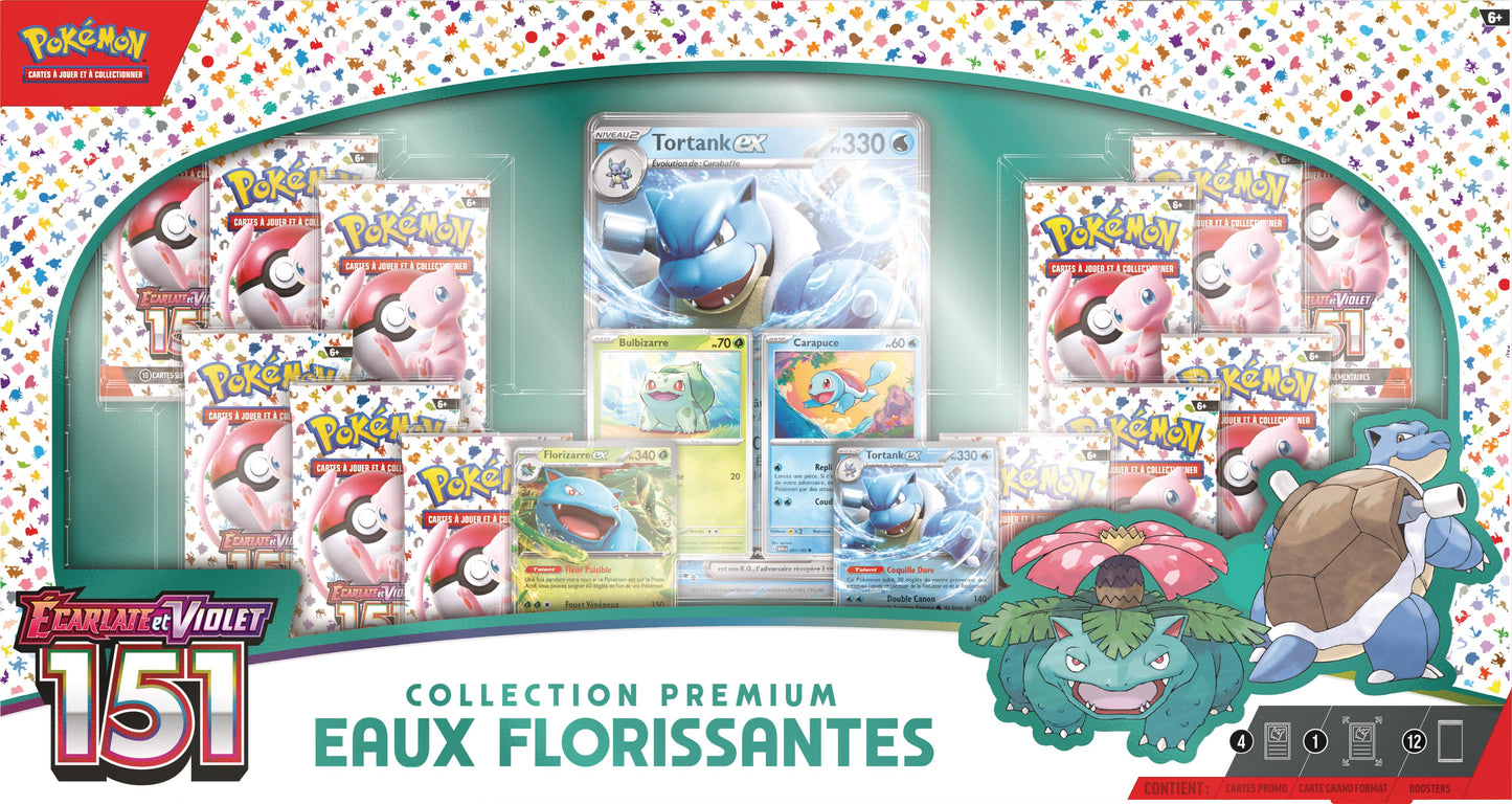 Jeu de cartes Pokémon - Coffret 12 Boosters - EV3.5 Ecarlate et Violet - 151 - Collection Premium - Eaux Florissantes [FR] [SCELLÉ]